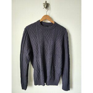 River Island navy blue slim fit cable knit jumper sweater L